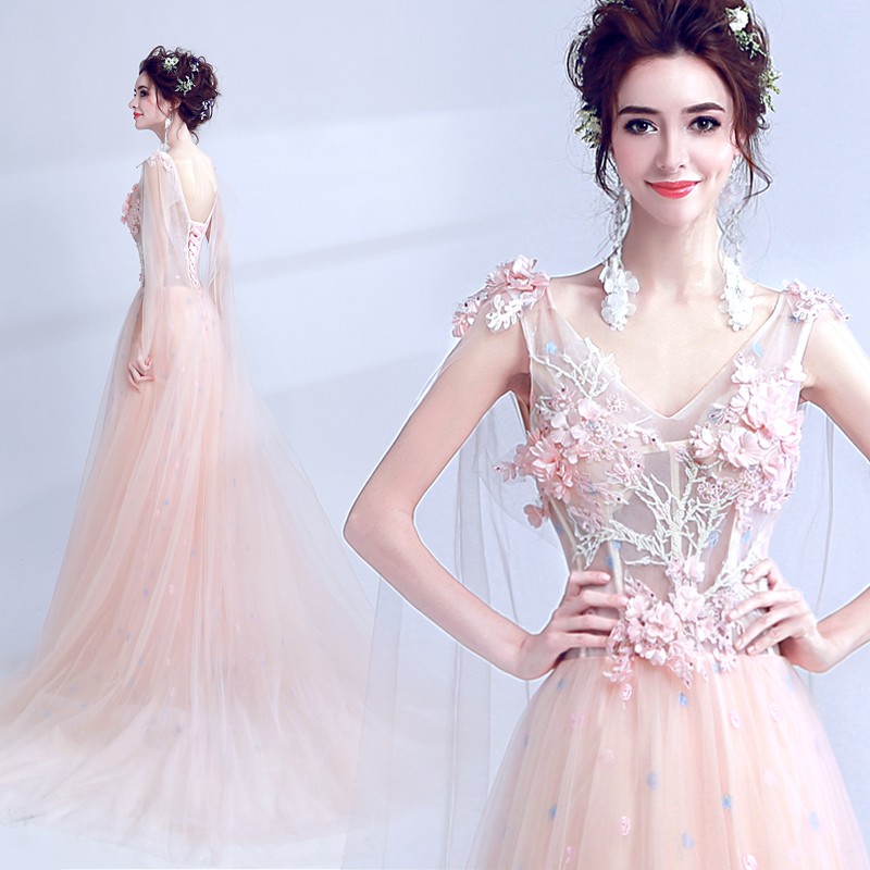 Angel Wedding Dress Light Cherry Blossom Powder Dreamy Princess