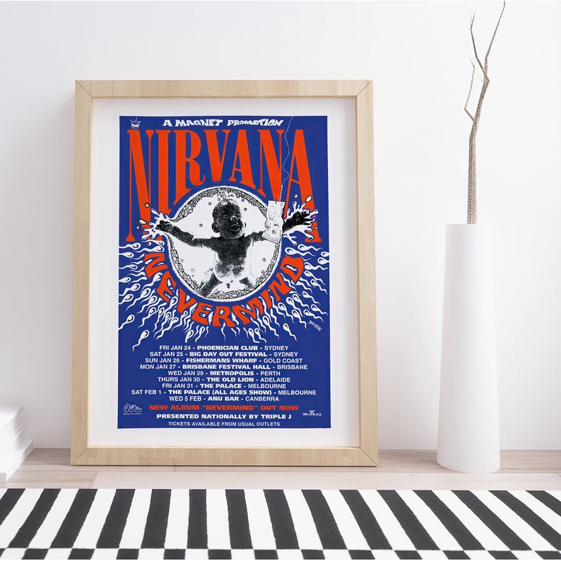 READY STOCKNirvana, Nevermind Concert Retro Poster Rock band Memorabilia Legendary Iconic Wall Decor Poster Grunge