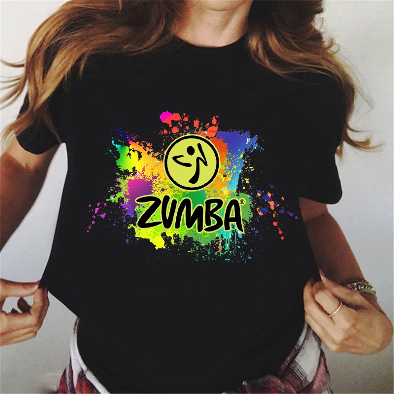 Funny Watercolor Dance Fitness Tshirt Femme Summer Graphic Tees Women Short Sleeve Casual T Shirt Zumba T-Shirt Tops