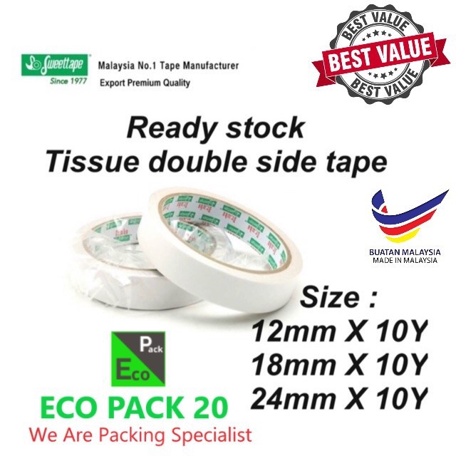 DR. Who Sweettape Double Sided Tape (12/18/24 mm x 10 yards) Tissue