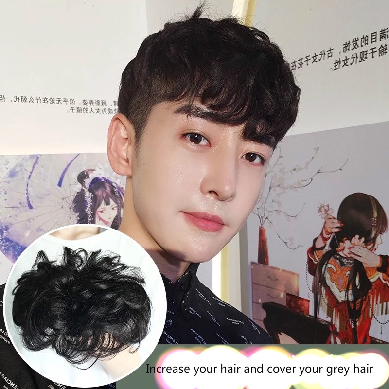 Men S Curly Hair Patches Wigs Invisible And Traceless White Hair