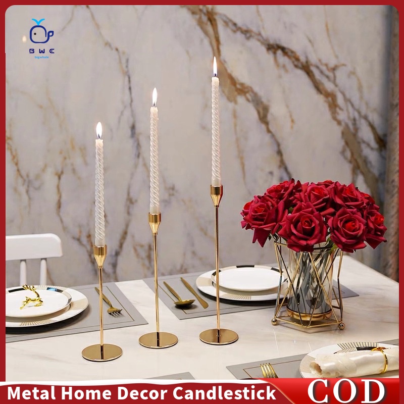 BWE*Living Room Decor Home Decor Candlestick Birthday Wedding Decor Miniis Metal Candlestick Nordic Decor Candlestick Wedding Golden Candle Stand