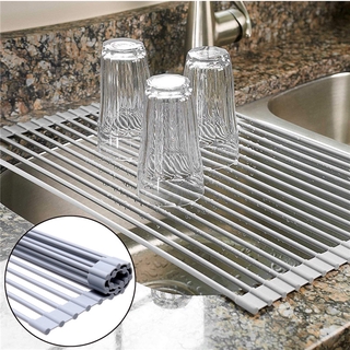 Kitchen Roll Up Dish Drying Rack Foldable Stainless Steel