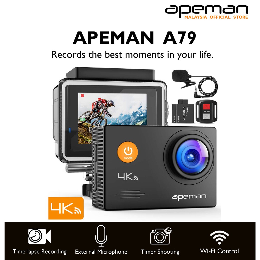 APEMAN A79 4K Action Camera 40M Waterproof (16MP) Shopee Malaysia