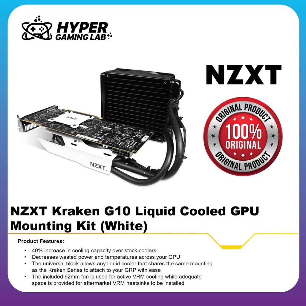 NZXT Kraken G10 Liquid Cooled GPU Mounting Kit (White) Shopee Malaysia