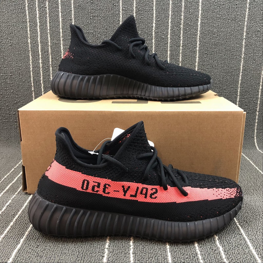 black with red stripe yeezys