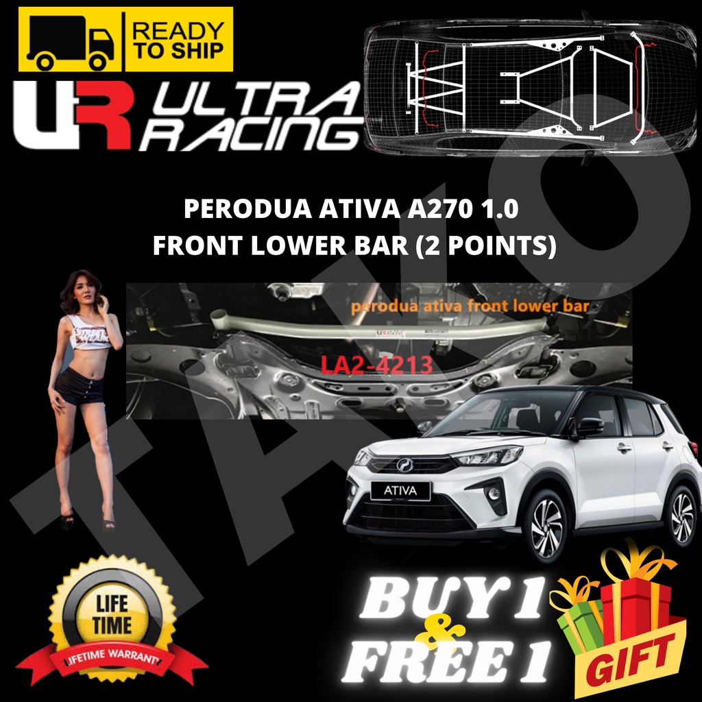 ULTRA RACING SAFETY BAR PERODUA ATIVA A270 1.0 FRONT LOWER BAR (2