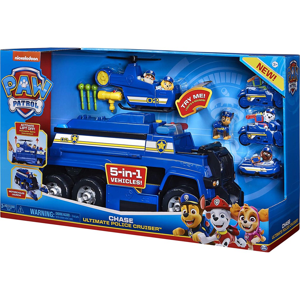 Paw Patrol, Chase’s 5-in-1 Ultimate Cruiser with Lights and Sounds, for Kids