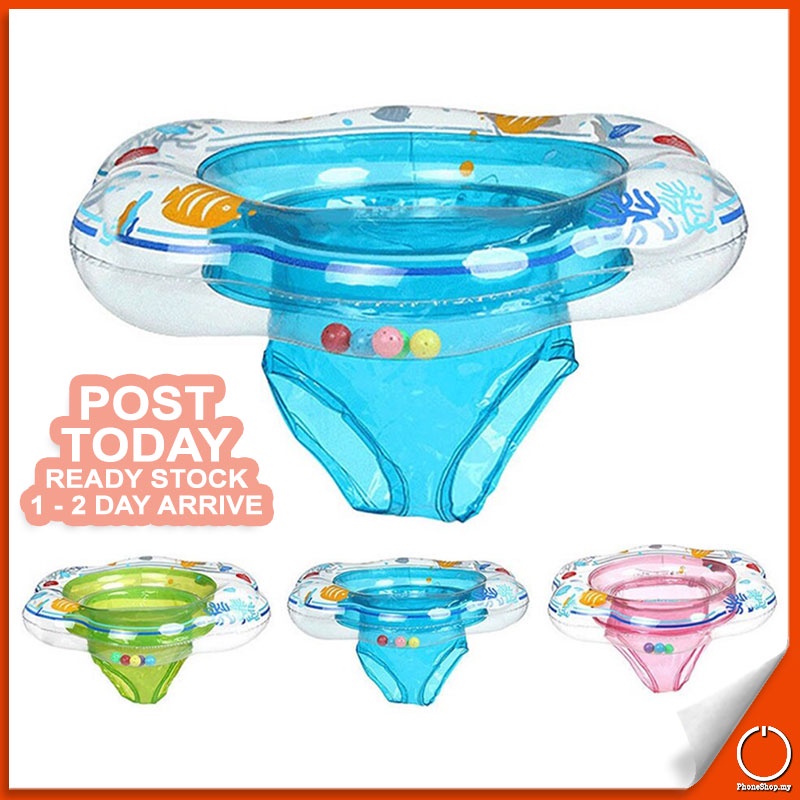 - Baby Swim Float Seat Inflatable Infant Swimming Pool Rings Double Leak-Proof Train Safety With Colored Bells