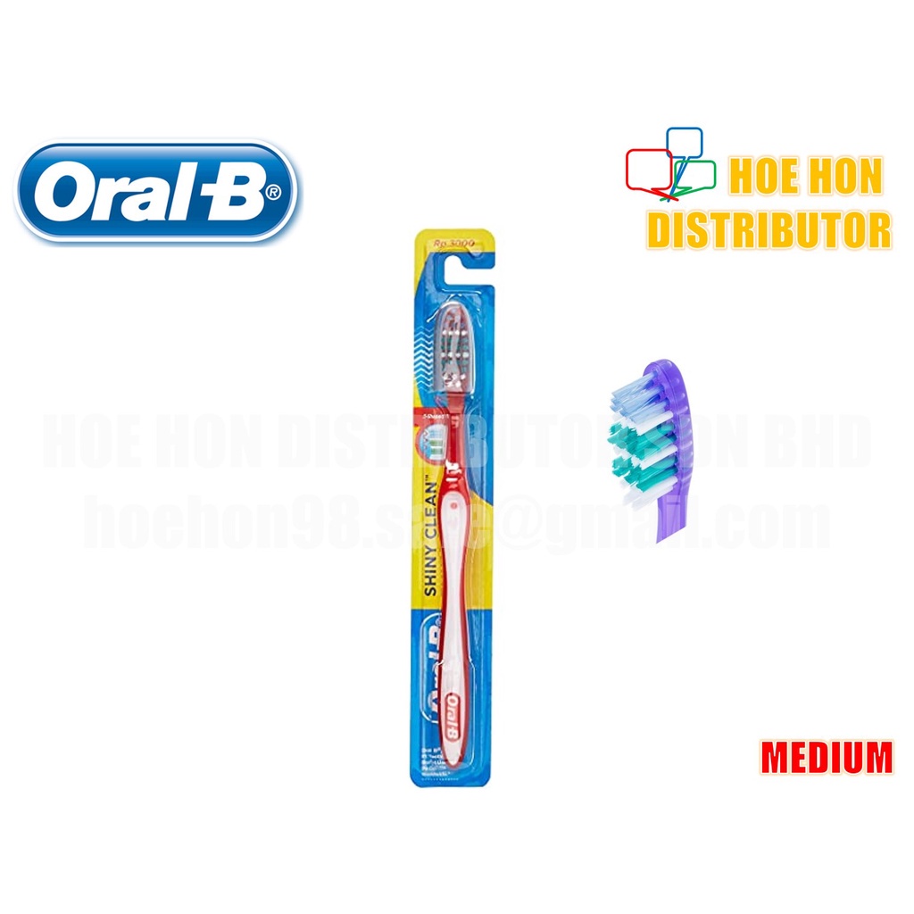 Oral B / Oral-B Shiny Clean Manual Toothbrush Medium Soft Bristle Berus ...