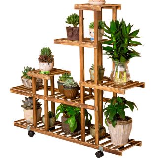 Multilayer Indoor / outdoor Wooden Flower Stand Rak Bunga ...