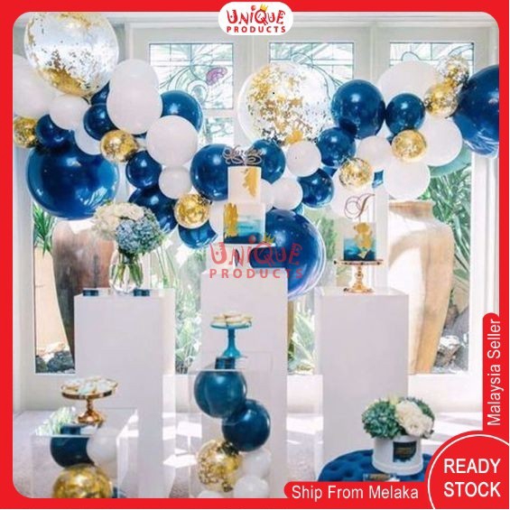 Ready Stock 10pcs Navy Blue Grey Color Latex Balloons Wedding