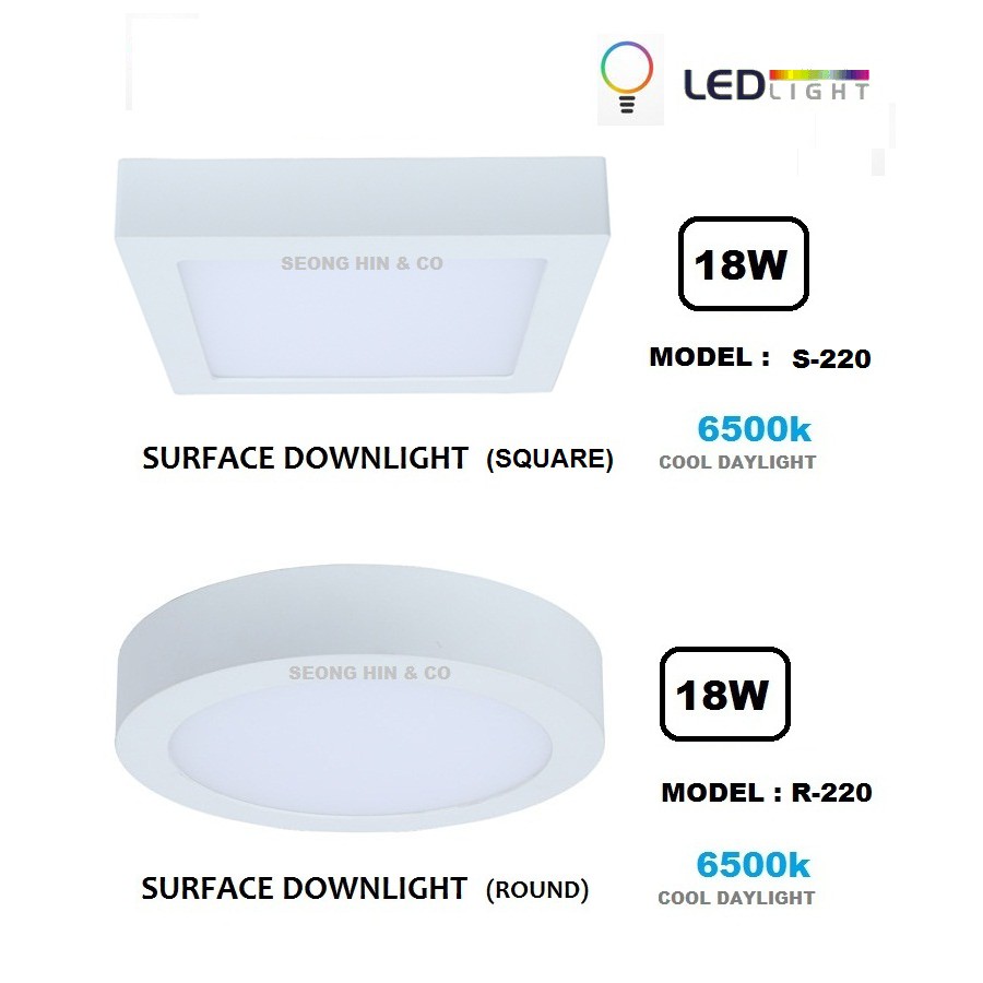 18w 24w Surface Downlight Round Square Lampu Siling Bulat Petak Shopee Malaysia