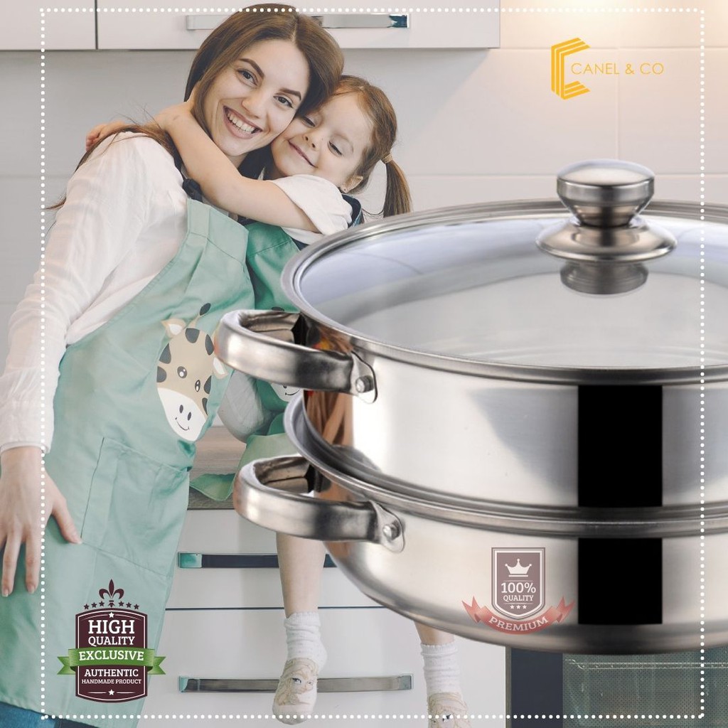 2IN1 Set 304 Stainless Steel Pot Bowl Steamer Pengukus Kukus Cookware Periuk Alat Masak Steam Cooker Non Stick Pan Kuali