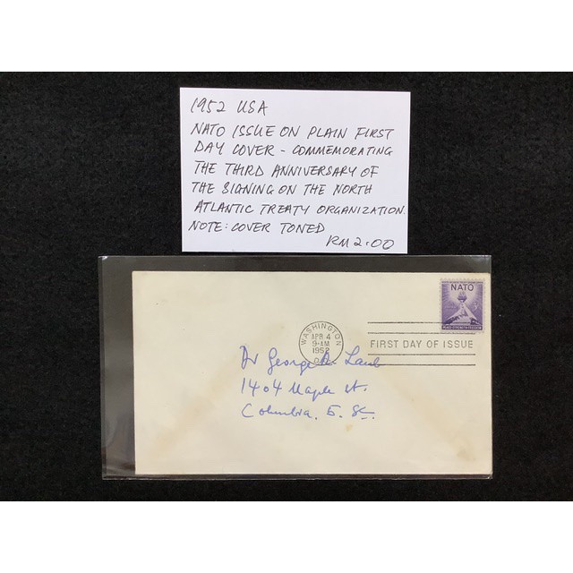 1952 Usa Nato Issue On Plain Fdc Commemorating The Third Anniversary Of The Signing On The North Atlantic Treaty Org Shopee Malaysia