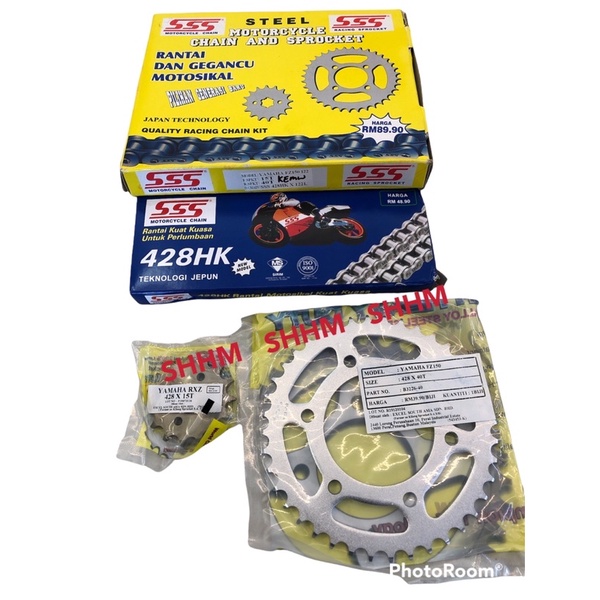 Yamaha FZ150I SSS 428 Sprocket Set With Chain Rantai Tebal Steel 