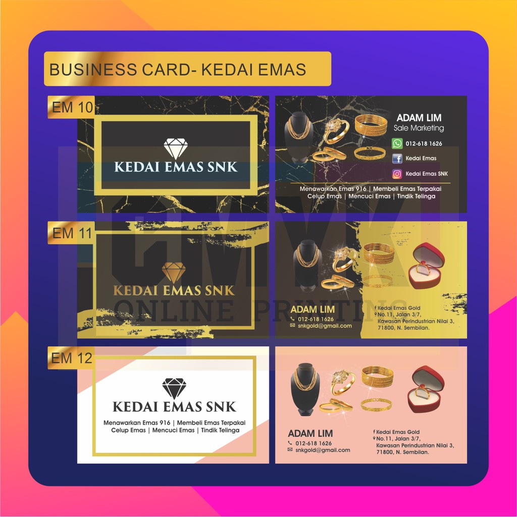 Template Kedai Emas Version Business Card Name Card Ready Design Template Shopee Malaysia