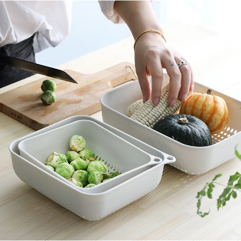 [READY STOCK]TOPFINE 3 in 1 Set Kitchen Storage Wash Basket Set Rice Basket Fruit Basket Vegetable Drain Basket