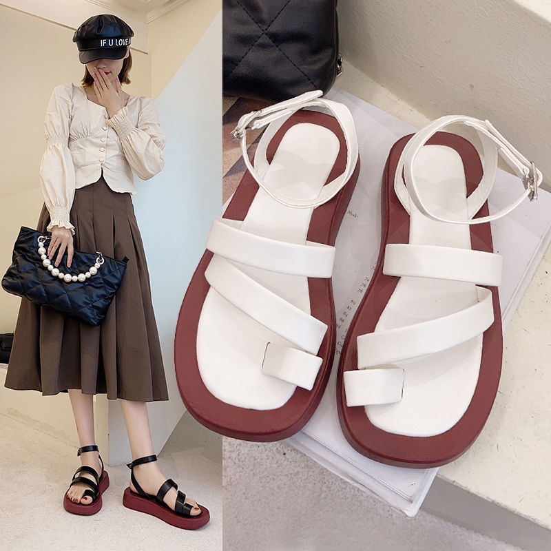 YU&XIN-Spring and Autumn Womens Shoes The Korean version of the summer low and sweet crude with the tip of the students cross-buckle sandals