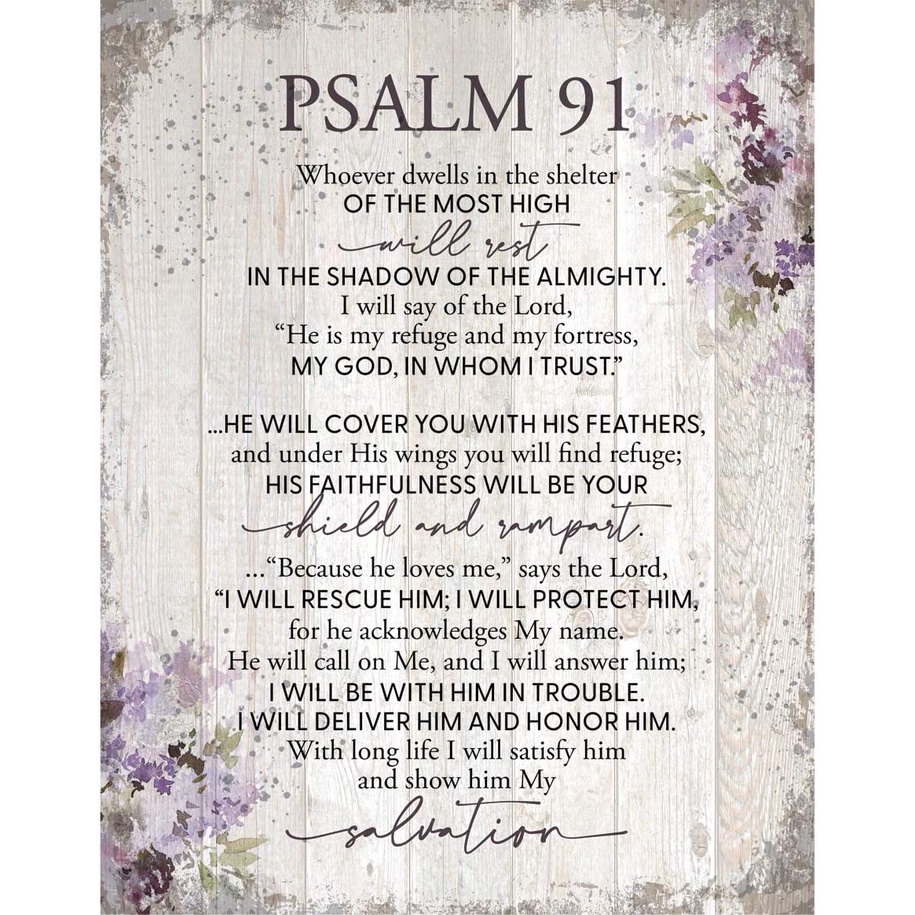 Psalm 91 Wood Plaque Inspiring Quote 1175 In X 15 In Classy Vertical Frame Wall Hanging Decoration Because He Loves Me Says The Lord Christian Family Religious Home Decor Saying