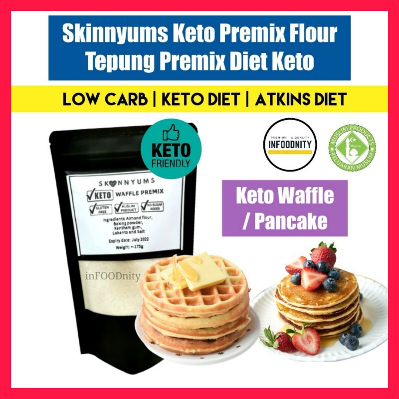 New Skinnyums Keto Waffle Pancake Premix Flour Tepung Premix Keto Waffle Pancake Roti Atkins Diet Food Low Carb Shopee Malaysia