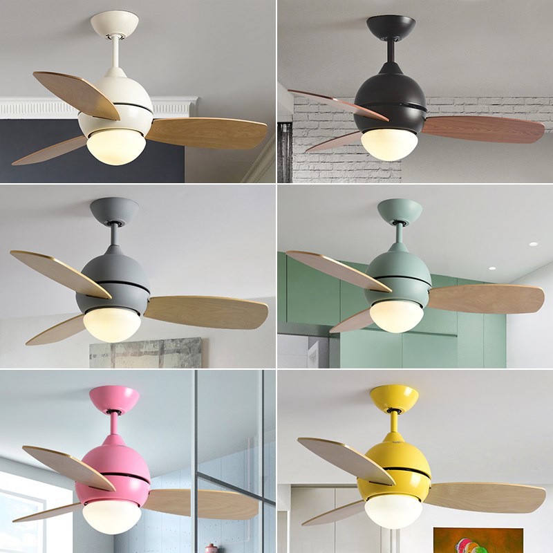 Macaron Ceiling Fan Lamp Multi Color 36 Inch Nordic Pendant Fan With Lights Ceiling Fan Lamp