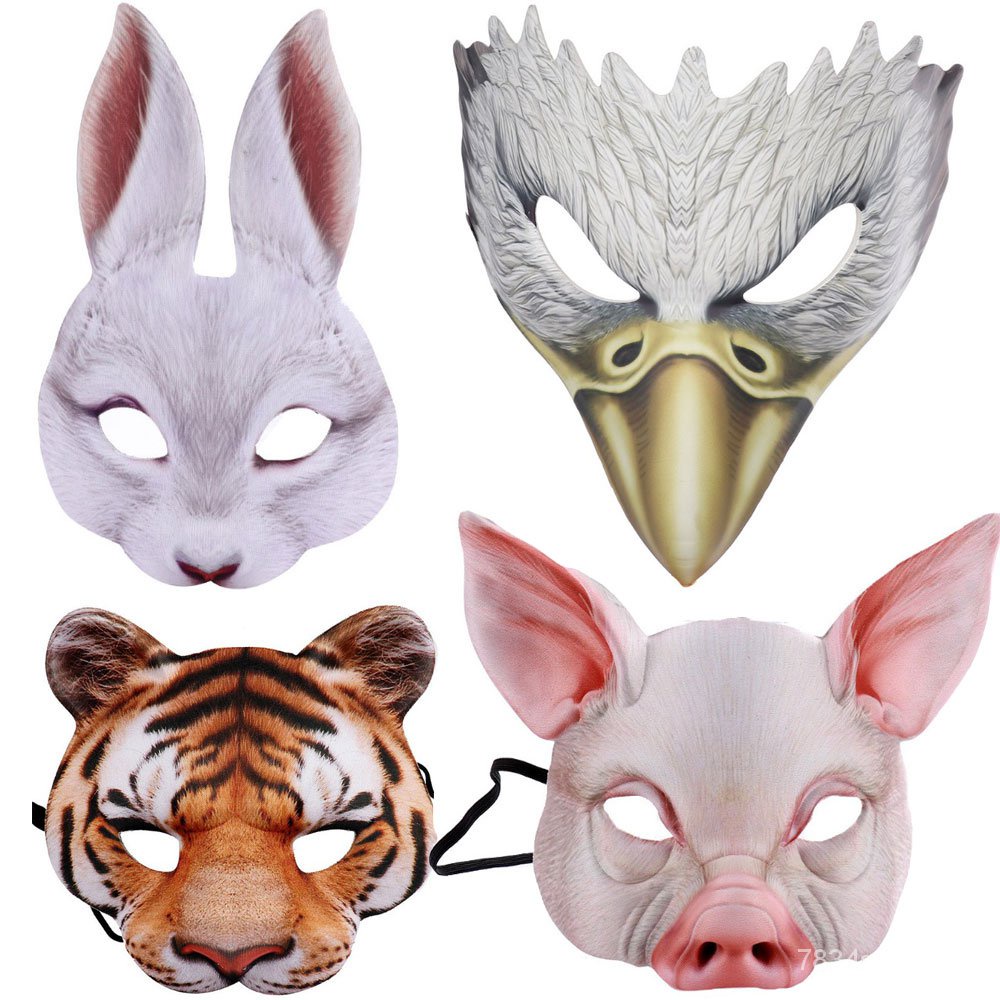 【COD & Ready Stock】halloween mask Cosplay Horror Mask Halloween DecorationHalloween Muka Arnab Harimau Babi Helang Haiwan Topeng Tudung Lucu Separuh Muka Topeng Ibu Bapa-Kanak-Kanak Prestasi Prop