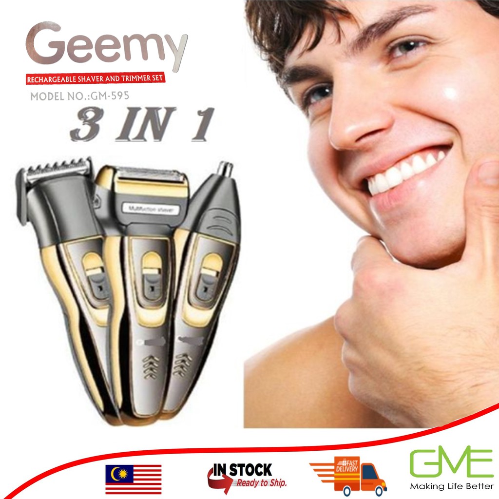 Gm 595 Geemy 3 In 1 Personal Trimmer Set Clipper Shaver Nose