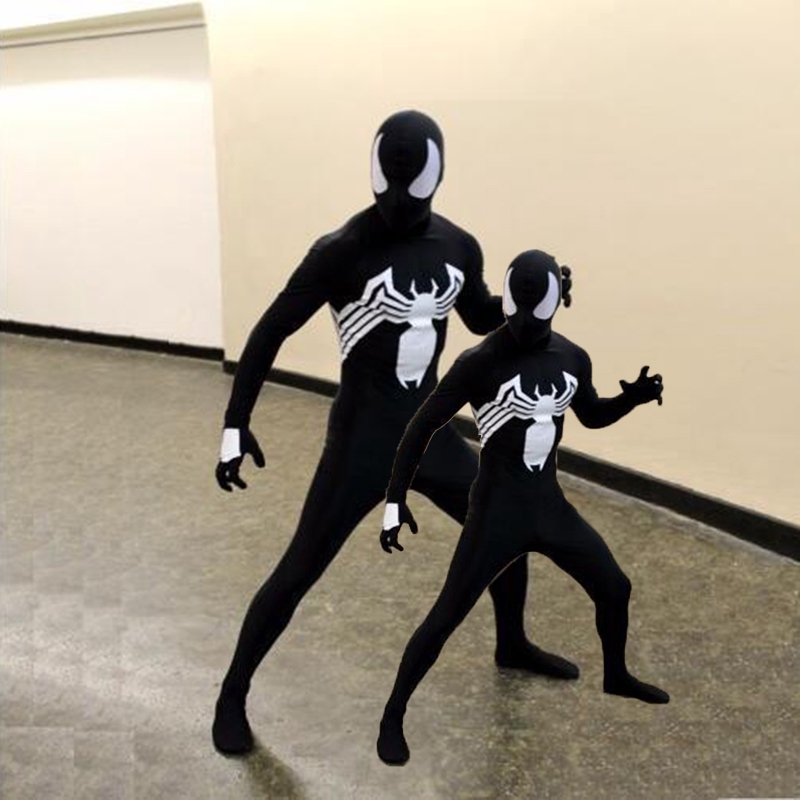 Kids Adult Costume Venom Black Spiderman Halloween Cosplay Costume Zentai Suit Outfit Shopee Malaysia