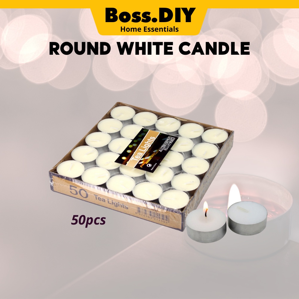 50pc Round White Candle Wedding Candle Festival (50g) Shopee Malaysia