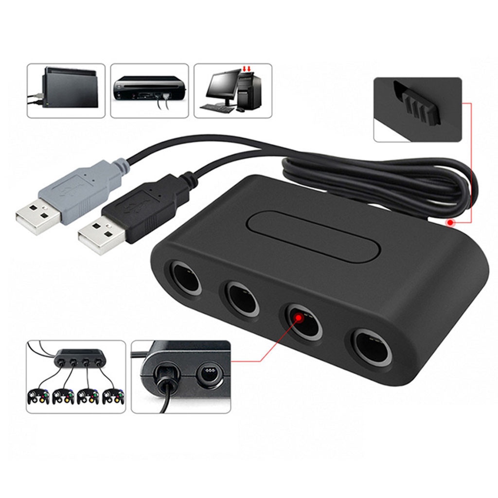 Gamecube Controller Adapter Connection Tap Converter With 4 Extension Cables For Nintendo Wii U Switch And Pc Usb 3 In 1 Shopee Malaysia