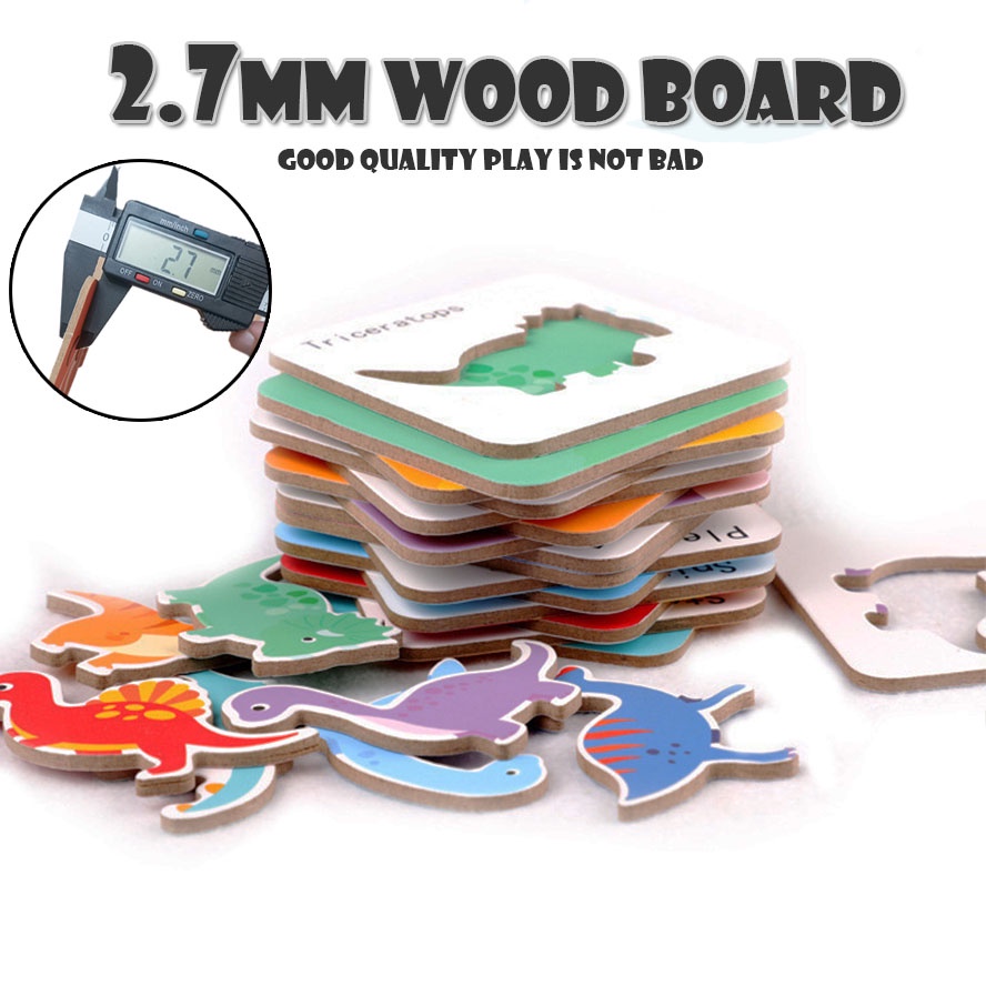 Essential Reliable Kids jigsaw toys 0-2 year early learning educational easy elementary wood toy Matching dinosaur an... - Image 3