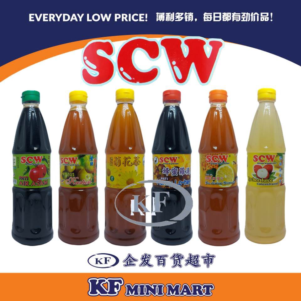 SCW Jus 1Lt Concentrated Juice Penang 八宝凉茶素食浓缩汁 1L PAT POH ASAM JAWA KASTURI NUTMEG BUNGA LO HAN GUO HONEY LEMON LYCHEE