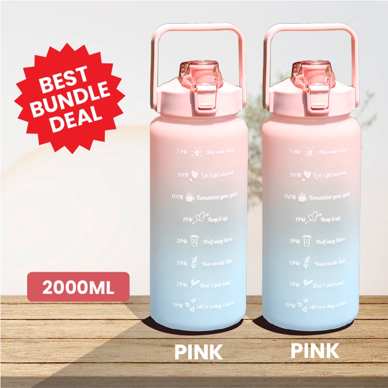 2000ml Water Bottle with Straw Cute Portable Scale Bottle for Water Outdoor  Travel Kettle for Adult Student (no sticker) | Shopee Malaysia