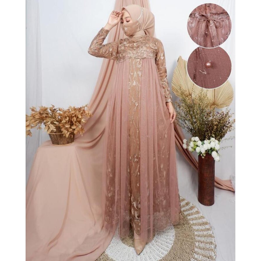 Mq Gamis Brocade Tulle Aulia Tutu Party Latest Gamis Kebaya Out Fit Kebaya Modern Kebaya Graduation Shopee Malaysia