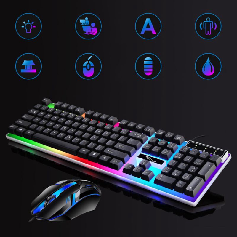 Btsg G21b Usb Wired Keyboard Mouse Set Rainbow Color Backlight For Laptop Computer Pc Shopee Malaysia