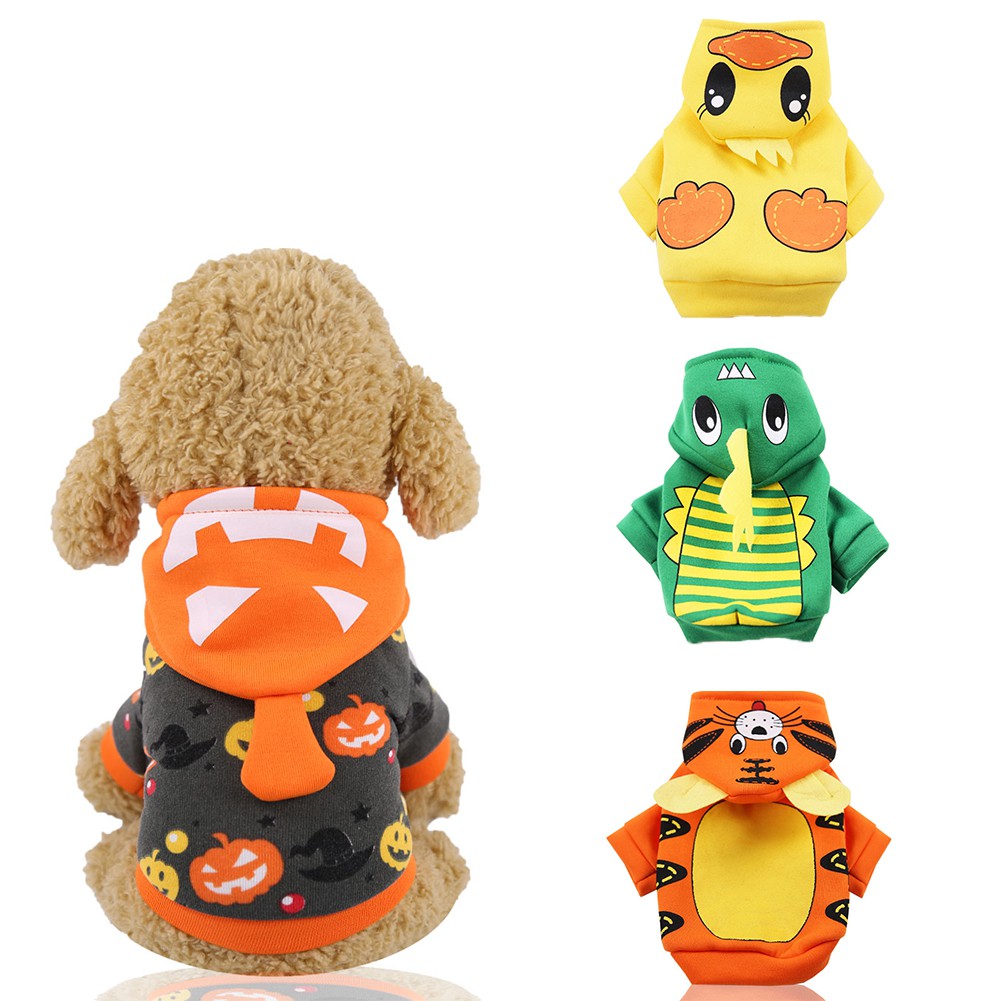 LIULIU Halloween Cartoon Dog Hoodies with Hat Funny Cat Clothes Tiger  Dinosaur Duck Pumpkin Design Warm Pet Suit Four-legged Costume for Small  Medium Dog | Shopee Malaysia