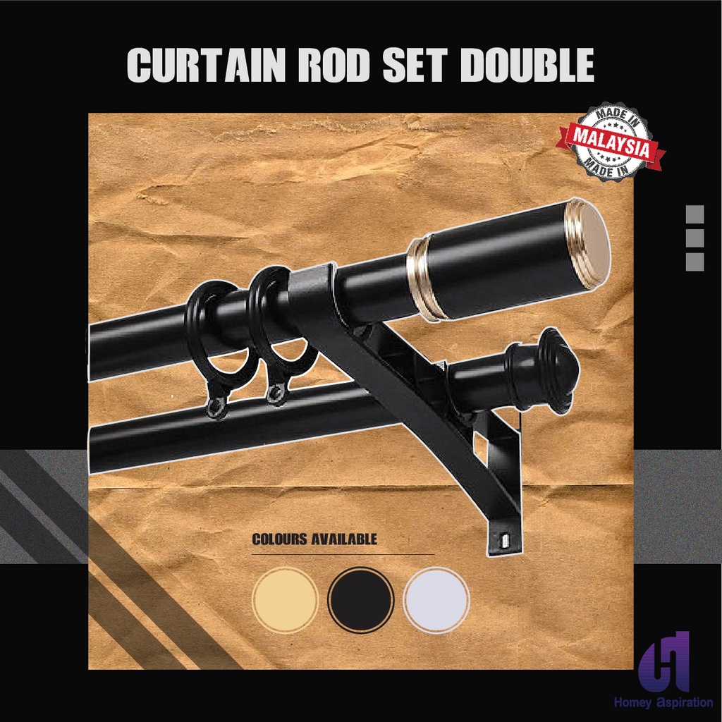 Rod Langsir/Kayu Langsir Aluminium Alloy Set Lengkap Double (Curtain
