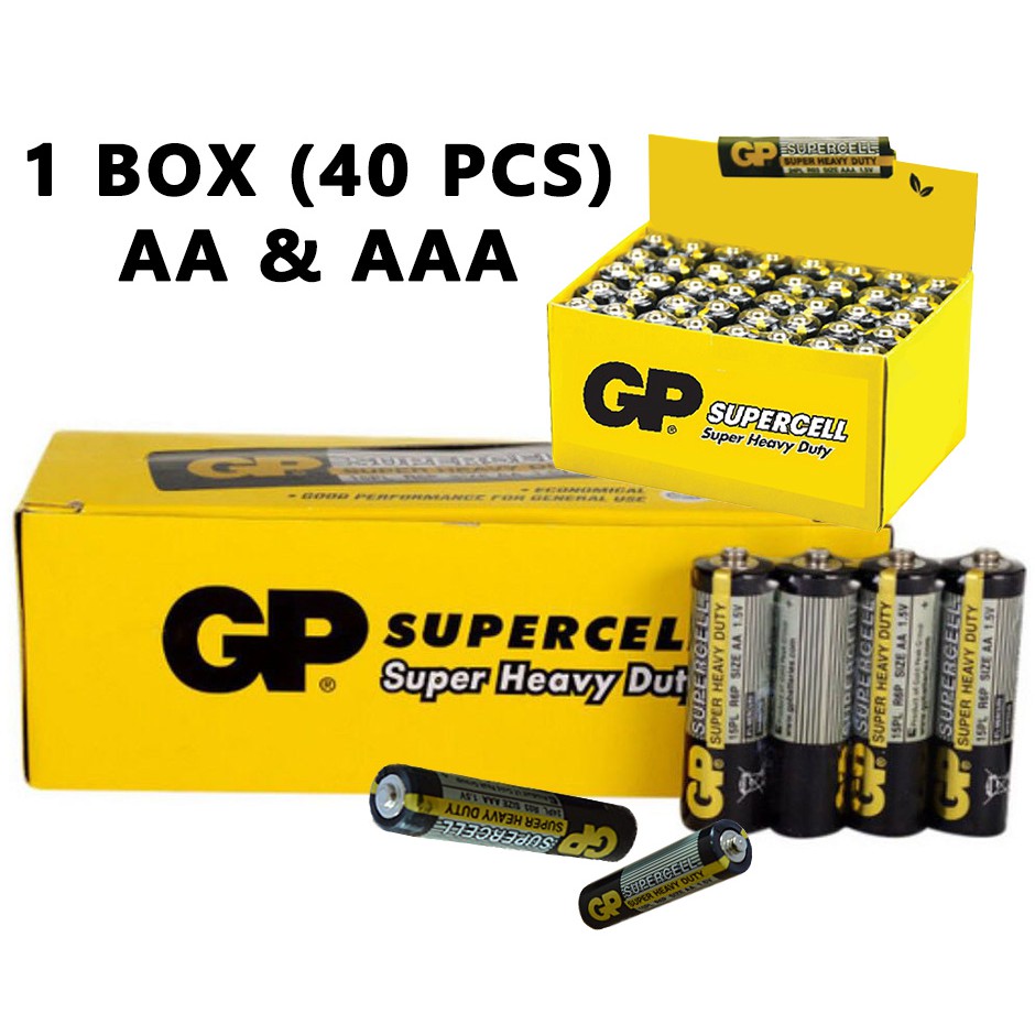 Gp Supercell Super Heavy Duty a Battery 1 Box 40 Pcs Shopee Malaysia