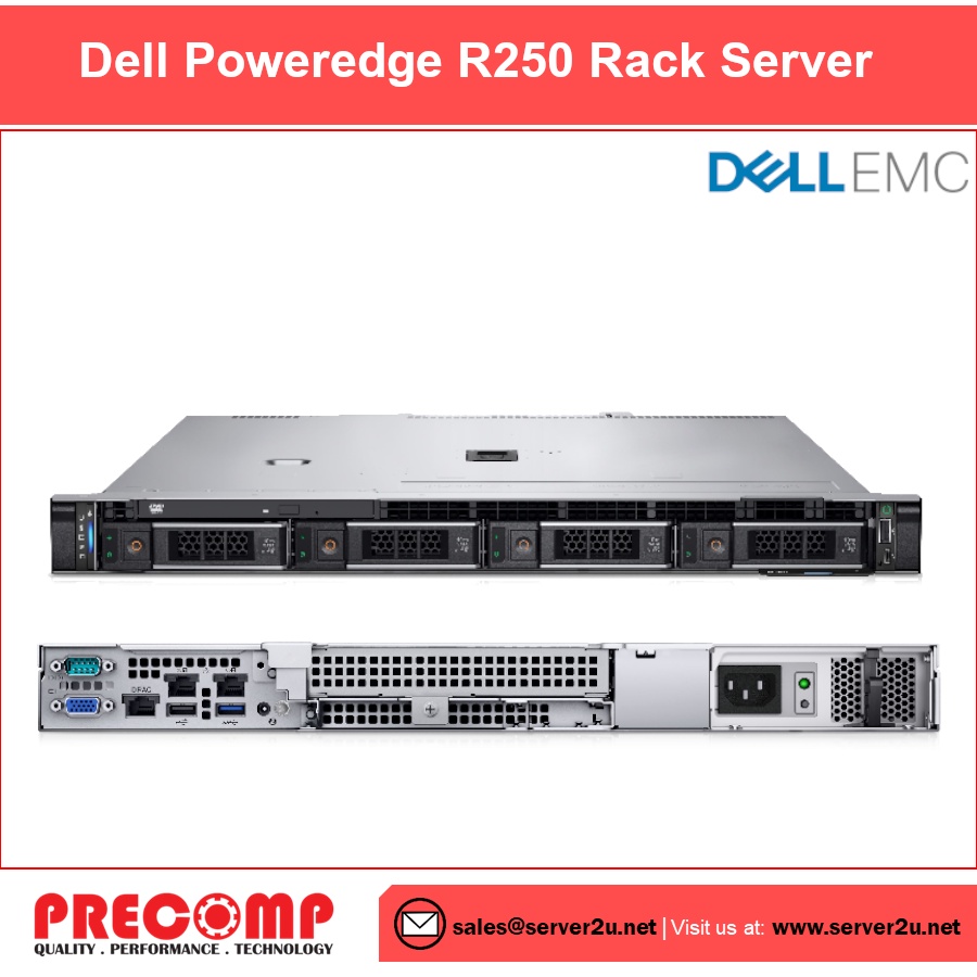 Dell PowerEdge R250 Rack Server (E-2324G.8GB.2TB) (R250-E2324G ...