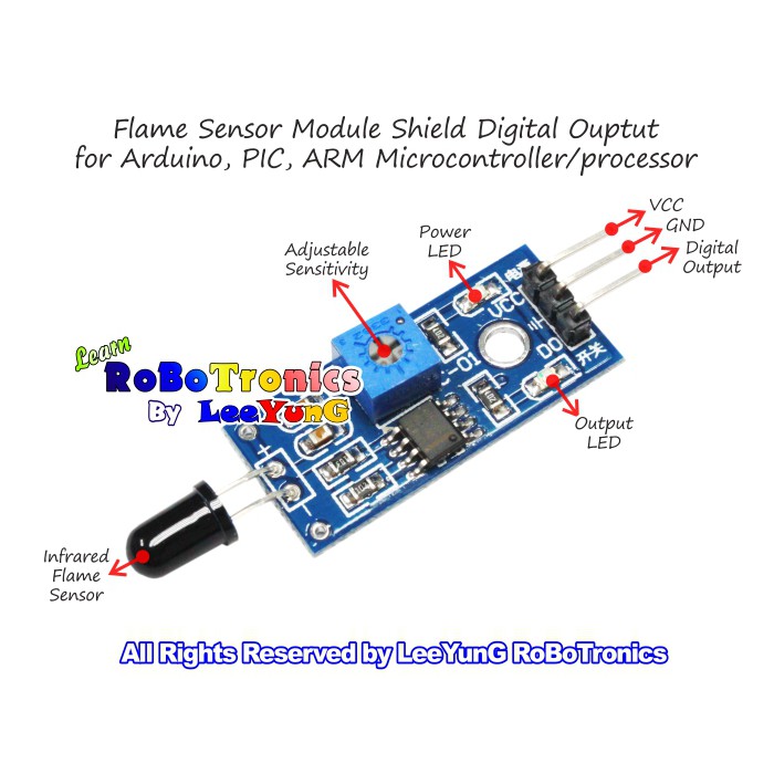 Arduino IR Fire Flame Sensor Module Fire Sensor Detector Smartsense 3 ...