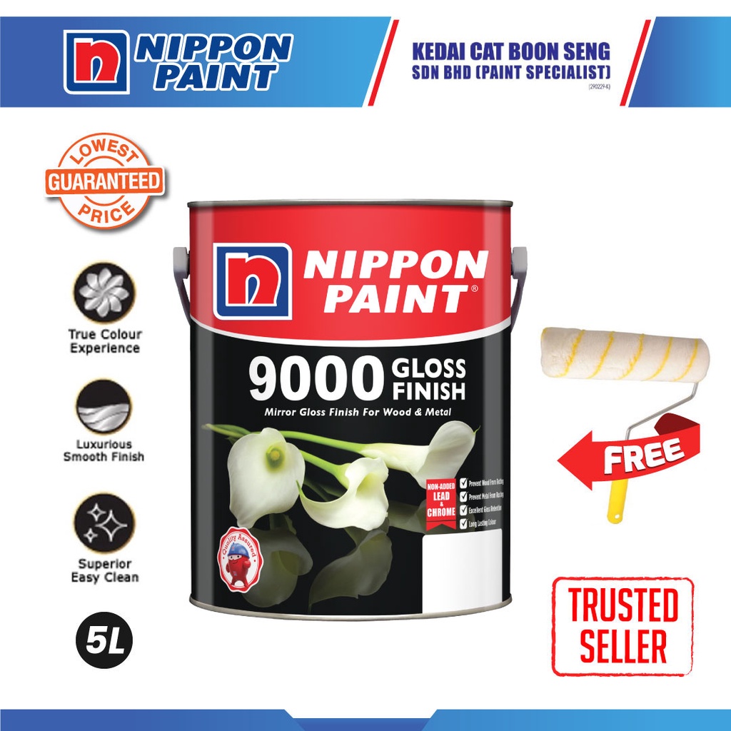 Nippon 9000 Gloss Finish 1L White Wood And Metal White Oil Based Paint Shopee Malaysia