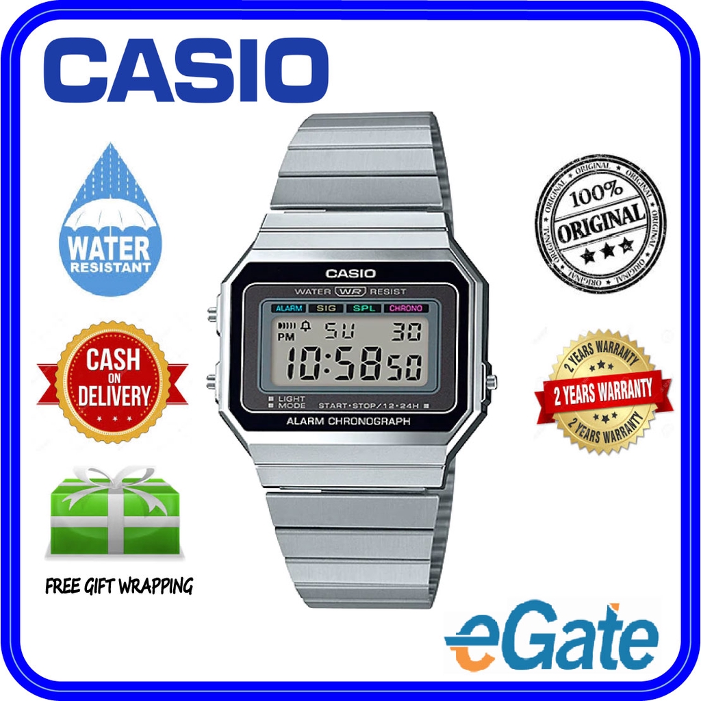 Casio VINTAGE A700W-1A Unisex Digital Classic Silver Stainless Steel ...