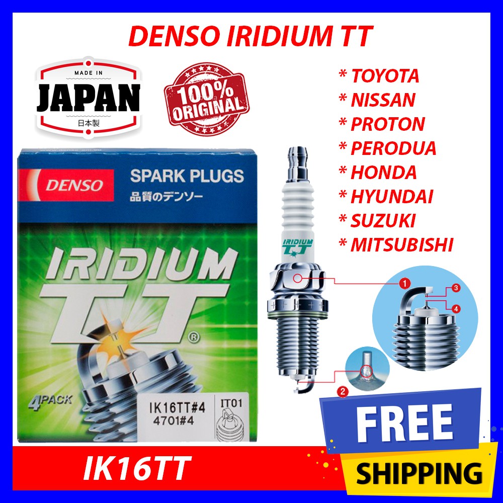 100 Original Ik16tt Denso Iridium Tt Spark Plug 4701 4pcs Ik16 New Spec Toyota Nissan Proton Perodua Shopee Malaysia