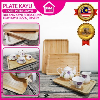 [GMRACK] PIRING DULANG KAYU SEGI EMPAT PANJANG WOODEN PLATE TRAY ...