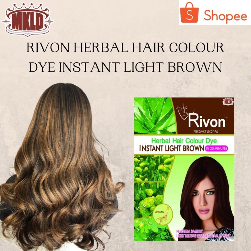 RIVON HERBAL HAIR COLOUR LIGHT BROWN (1 packet x2 sachets)(28ML) | Shopee  Malaysia