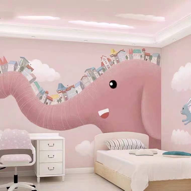 KIDS room wallpaper Whole house dream children princess room cartoon girls  bedroom pink castle custom background wall m | Shopee Malaysia