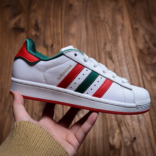 adidas superstar white green red