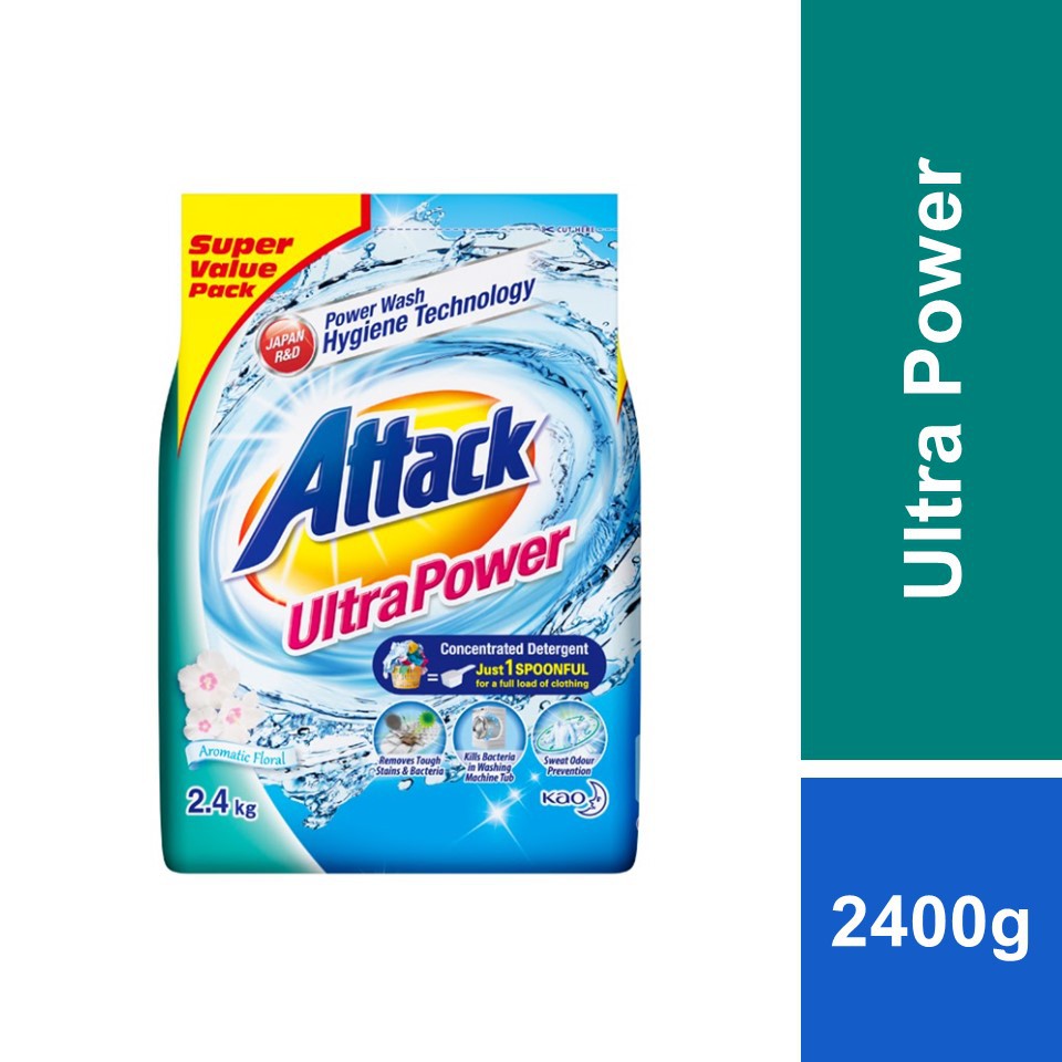 Attack Ultra Power Concentrate Detergent Powder (ATK) (2400g) Shopee