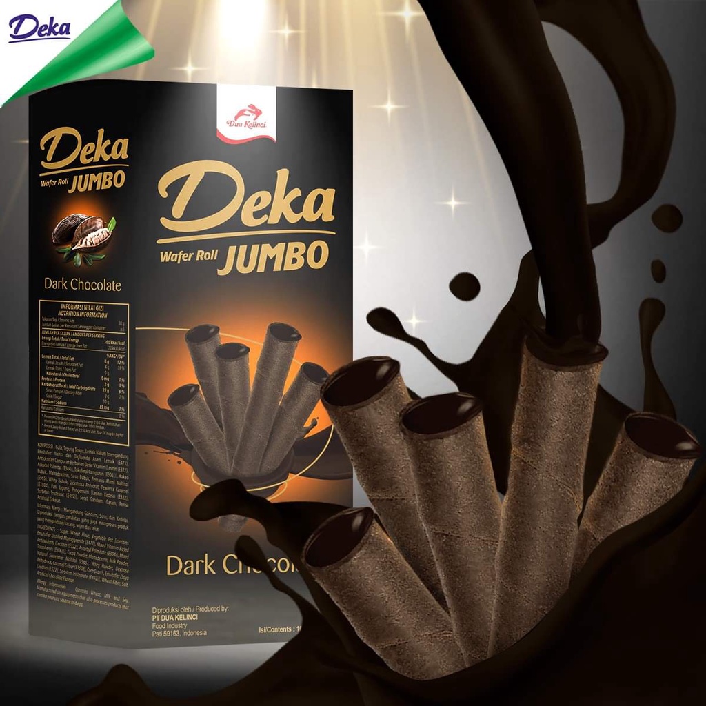 Deka Wafer Roll Jumbo Dark Chocolate White Coffee 10x16g Halal Coklat ...